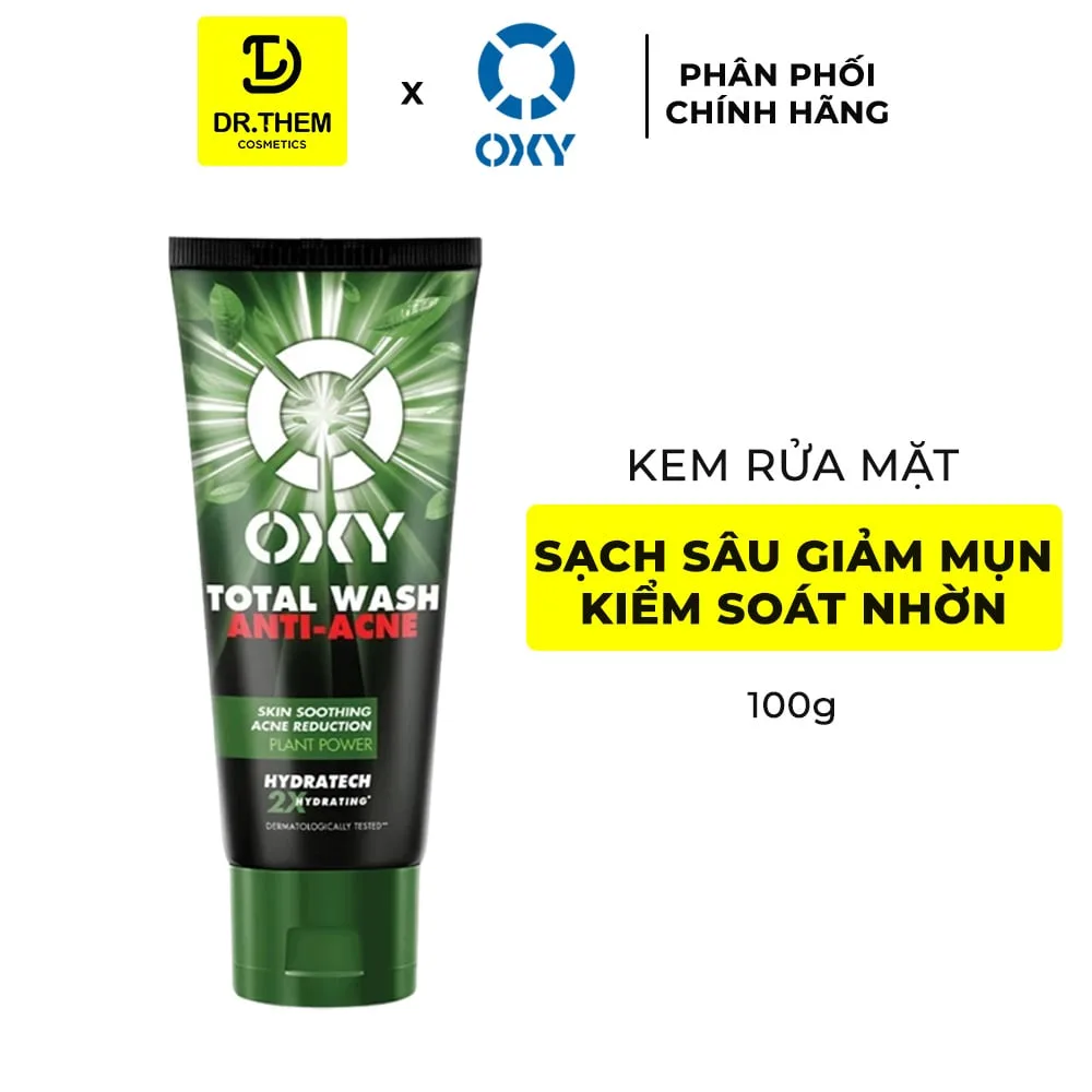 Kem Rửa Mặt OXY Total Wash Anti Acne Tràm Trà Trà Xanh Dịu Da Hỗ Trợ Giảm Mụn Cho Da Nhờn Da Mụn Nhạy Cảm 100g