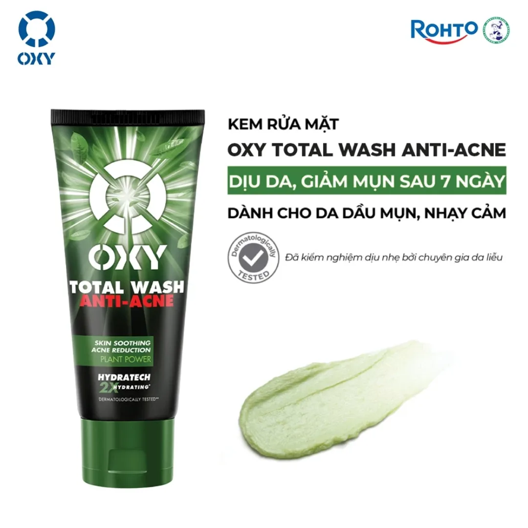Kem Rửa Mặt OXY Total Wash Anti Acne Tràm Trà Trà Xanh Dịu Da Hỗ Trợ Giảm Mụn Cho Da Nhờn Da Mụn Nhạy Cảm 100g 2