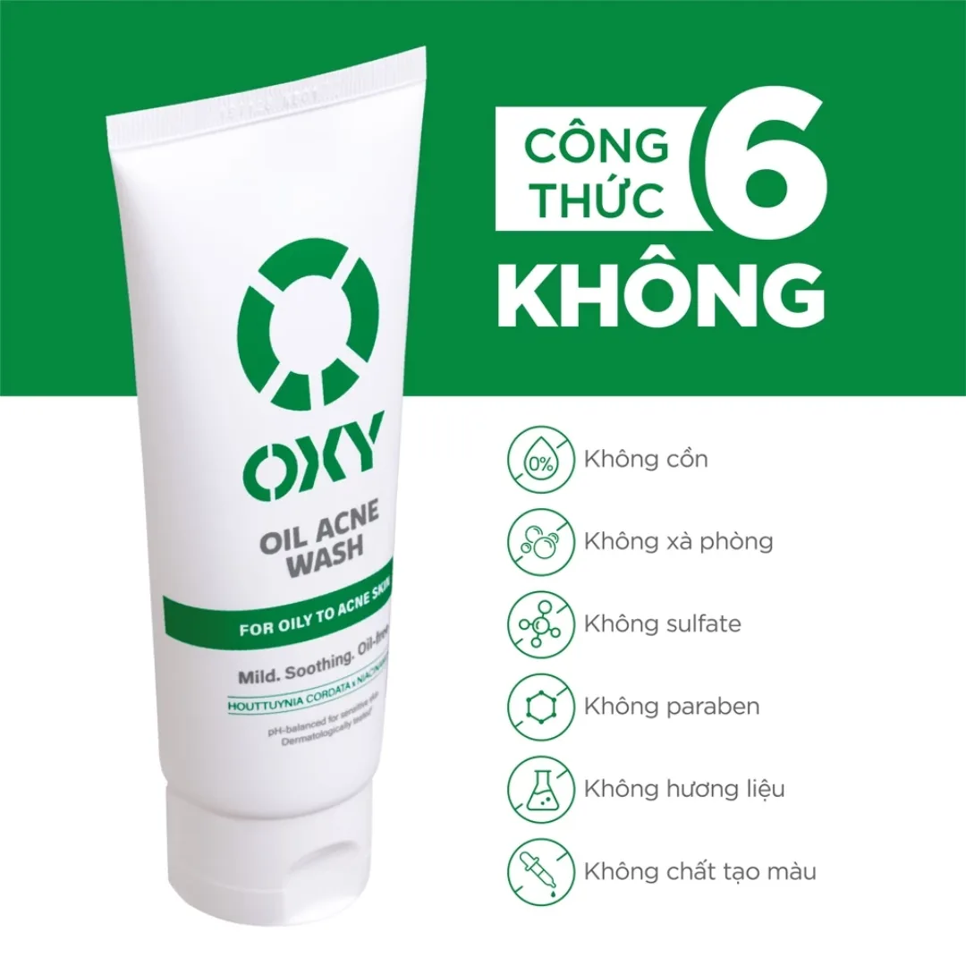 Sữa Rửa Mặt OXY Oil Acne Wash Giảm Dầu Và Dịu Da 8 Giờ Hỗ Trợ Ngừa Mụn Cho Da Hỗn Hợp Thiên Dầu Da Mụn 100g 6
