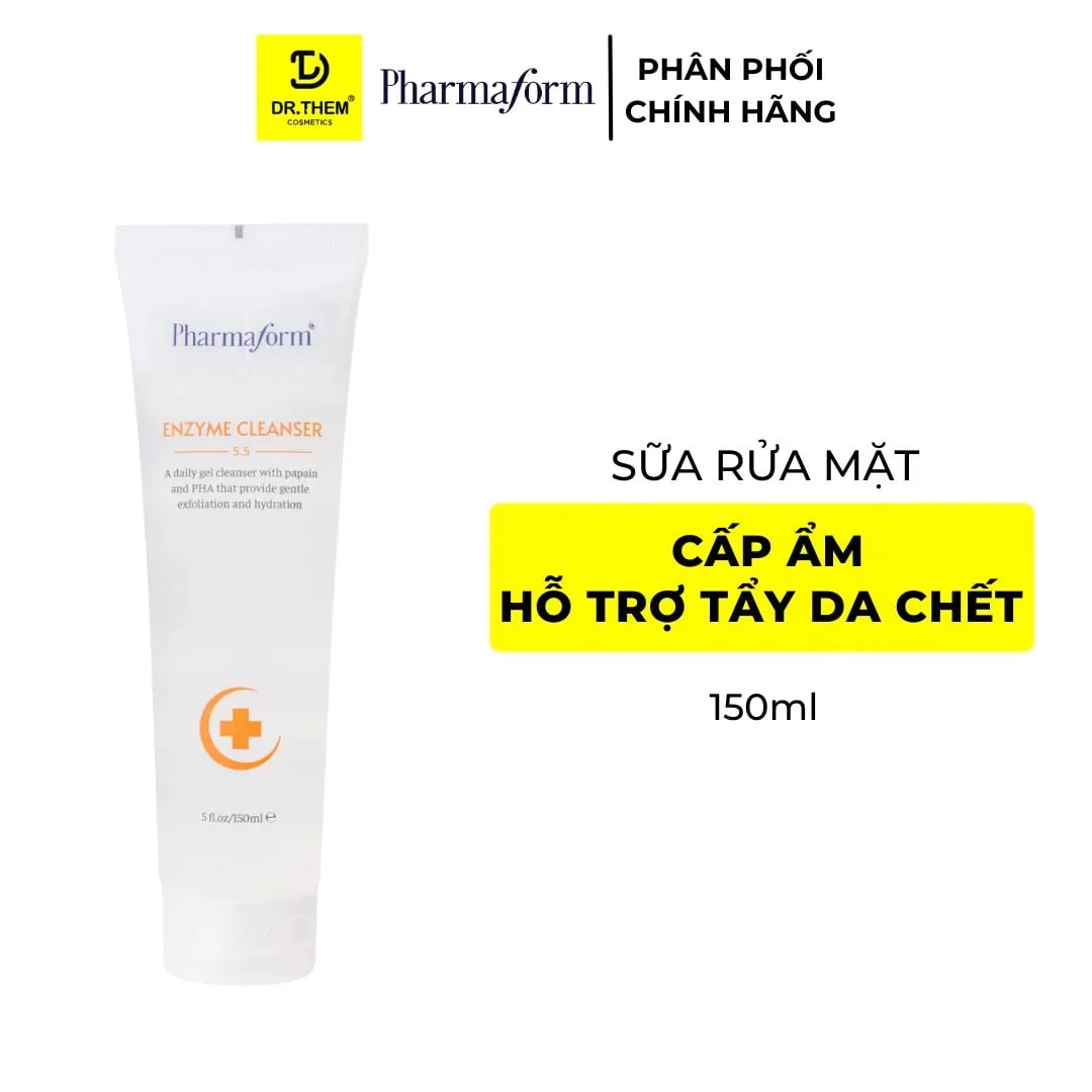 Gel Rửa Mặt Pharmaform Enzyme Cleanser Làm Sạch Dịu Nhẹ Tẩy Tế Bào Chết Cấp Ẩm Giảm Mẩn Đỏ Cho Da Mụn Da Khô Nhạy Cảm 150ml