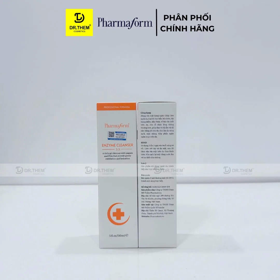 Gel Rửa Mặt Pharmaform Enzyme Cleanser Làm Sạch Dịu Nhẹ Tẩy Tế Bào Chết Cấp Ẩm Giảm Mẩn Đỏ Cho Da Mụn Da Khô Nhạy Cảm 150ml 5