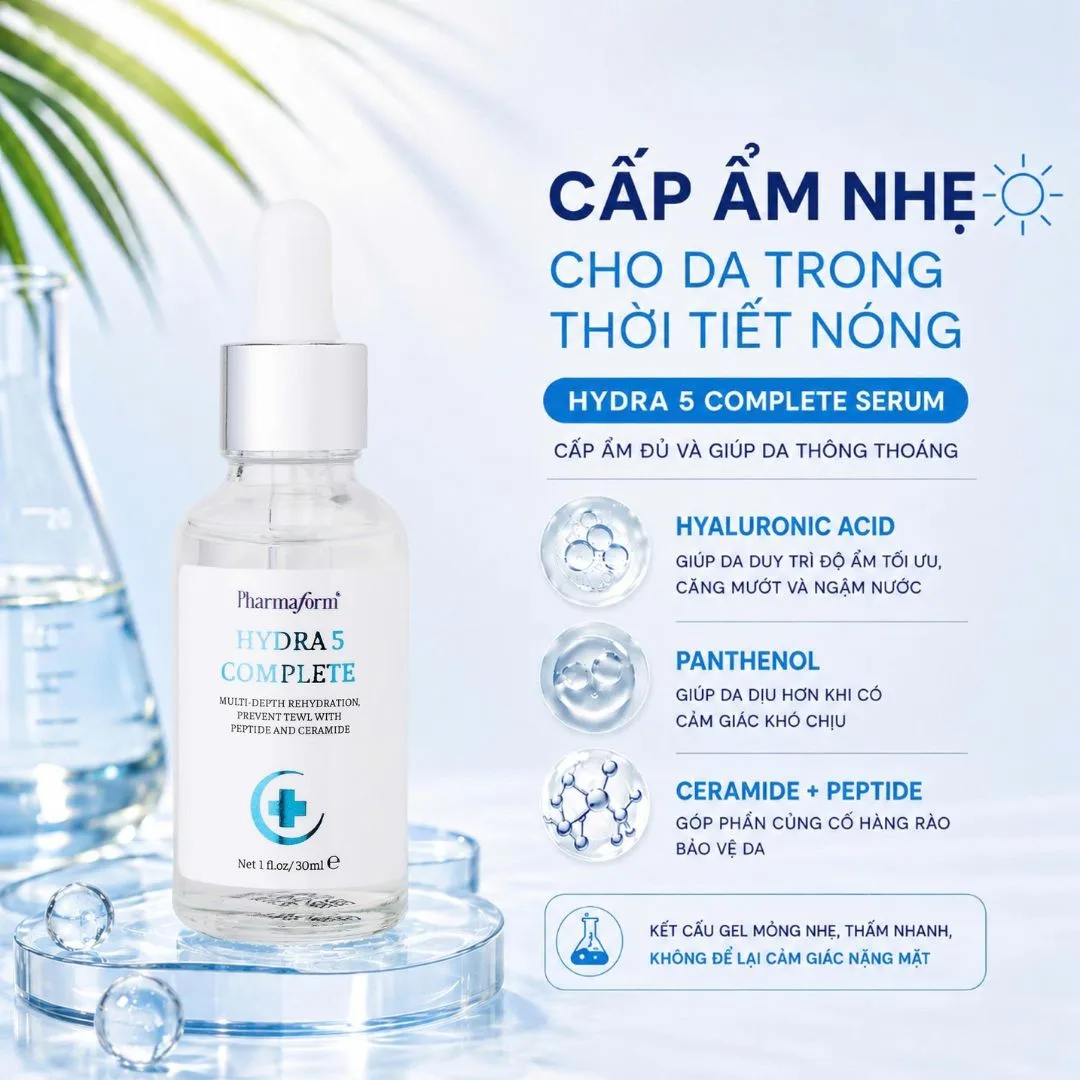 Tinh Chất Vitamin B5 Pharmaform Hydra 5 Complete Serum Dưỡng Ẩm Chuyên Sâu Hỗ Trợ Phục Hồi Da Nhạy Cảm 30ml 2