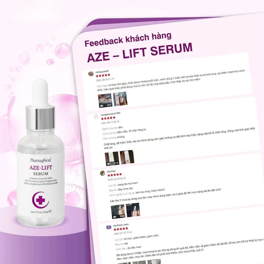 Tinh Chất Pharmaform Aze Lift Serum Kiểm Soát Dầu Se Khít Lỗ Chân Lông Hỗ Trợ Giảm Mụn Cho Da Dầu 30ml 3