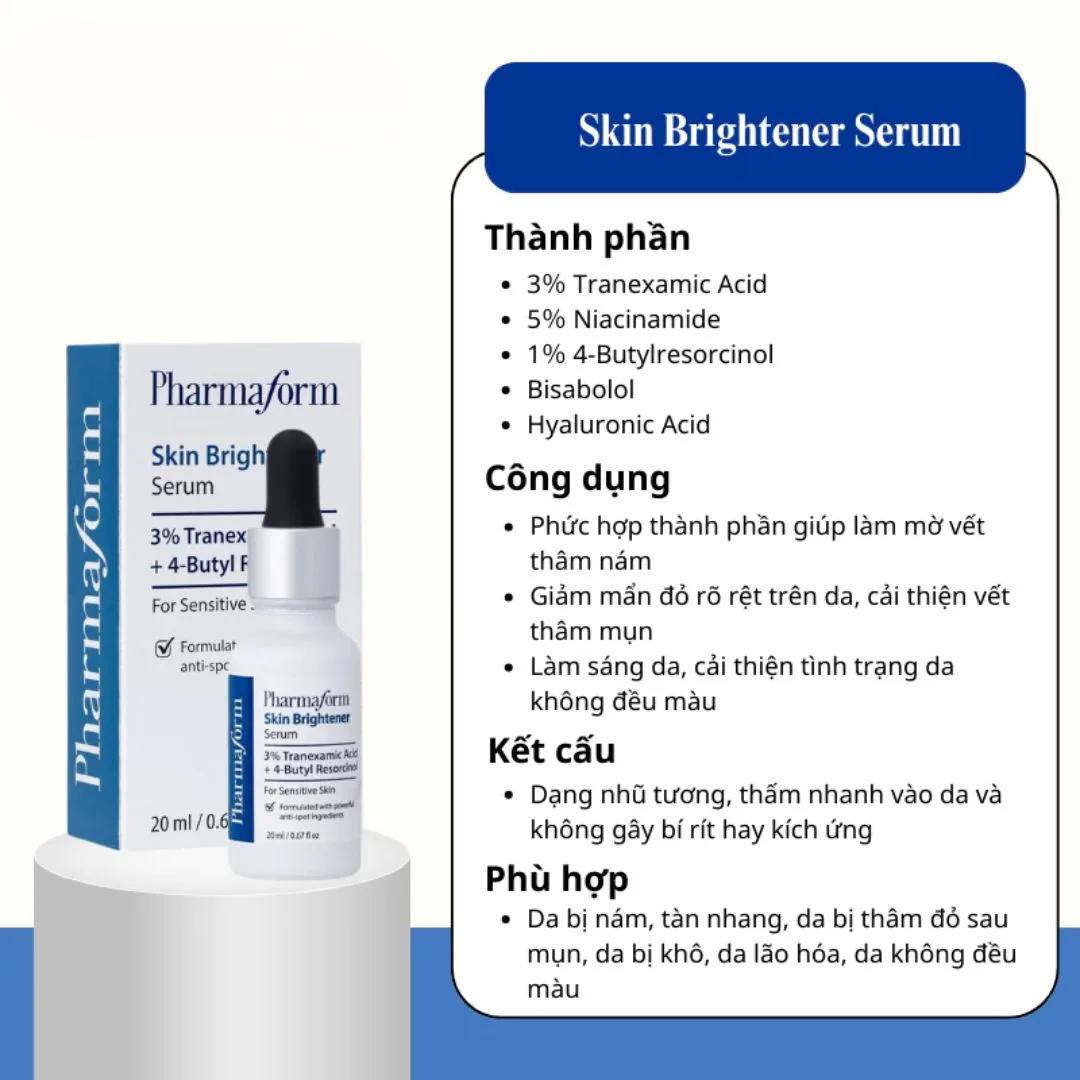 Tinh Chất Pharmaform Skin Brightener Serum Làm Sáng Da Hỗ Trợ Cải Thiện Thâm Mụn Tàn Nhang 20ml 2