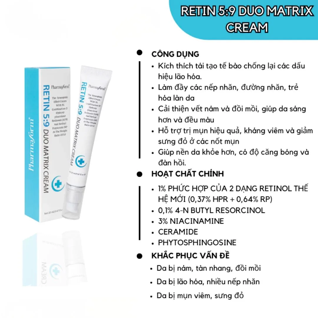 Kem Dưỡng Retinol Pharmaform Retin 5:9 Duo Matrix Cream Hỗ Trợ Chống Lão Hóa Giảm Nếp Nhăn Đều Màu Da 20ml 2