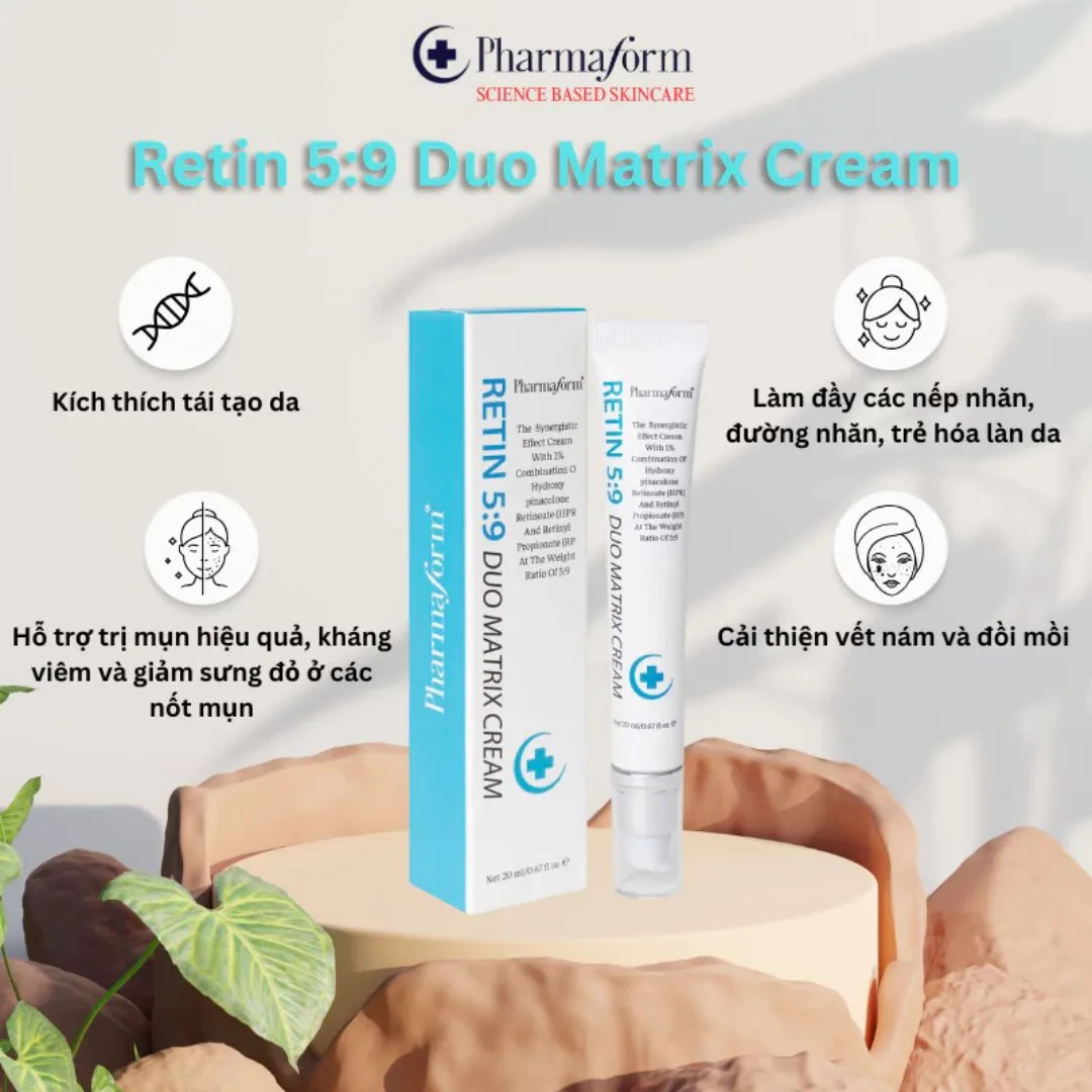 Kem Dưỡng Retinol Pharmaform Retin 5:9 Duo Matrix Cream Hỗ Trợ Chống Lão Hóa Giảm Nếp Nhăn Đều Màu Da 20ml 4