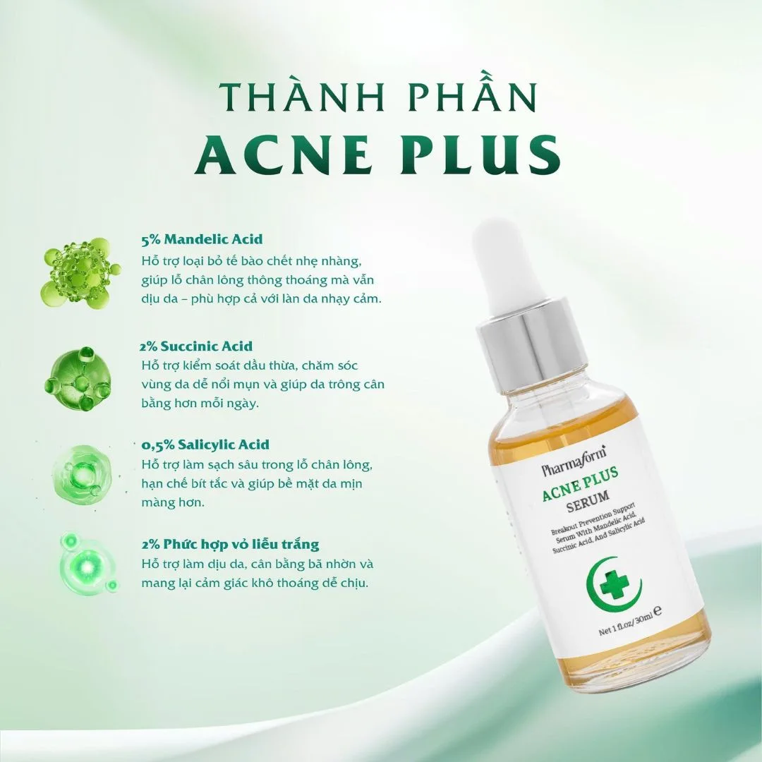 Tinh Chất Pharmaform Acne Plus Serum Ngăn Ngừa Mụn Kiểm Soát Dầu Nhờn Se Khít Lỗ Chân Lông Cho Da Mụn 30ml 3