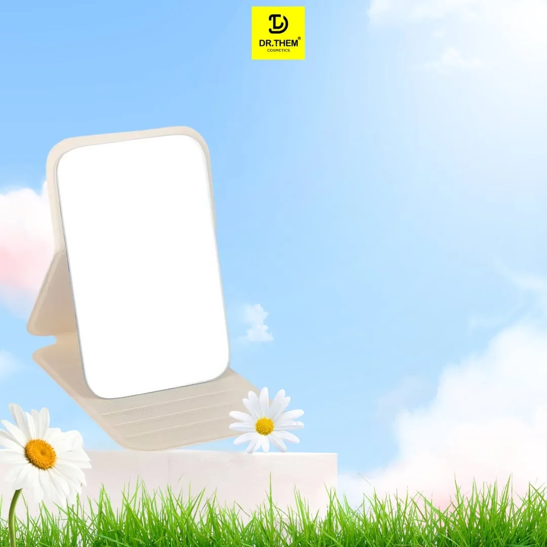 Quà Tặng Gương Cầm Tay Để Bàn Khung Nhựa Mặt Gương Tráng Bạc Tiện Lợi Cho Trang Điểm Và Du Lịch (Gương Dài)