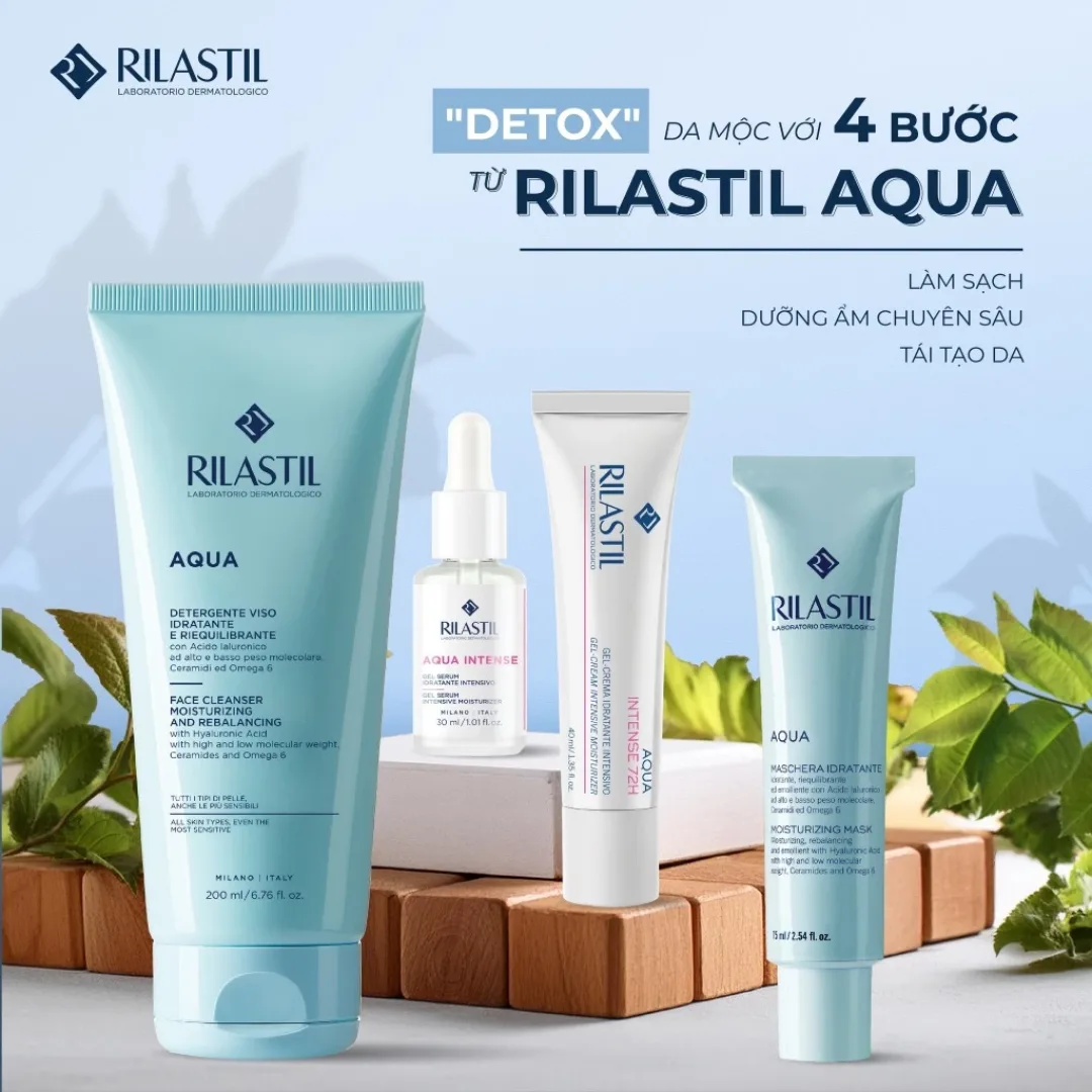 Sữa Rửa Mặt Dưỡng Ẩm Rilastil Aqua Face Cleanser Làm Sạch Dịu Nhẹ Bổ Sung Ceramide Cho Da Nhạy Cảm 200ml 2