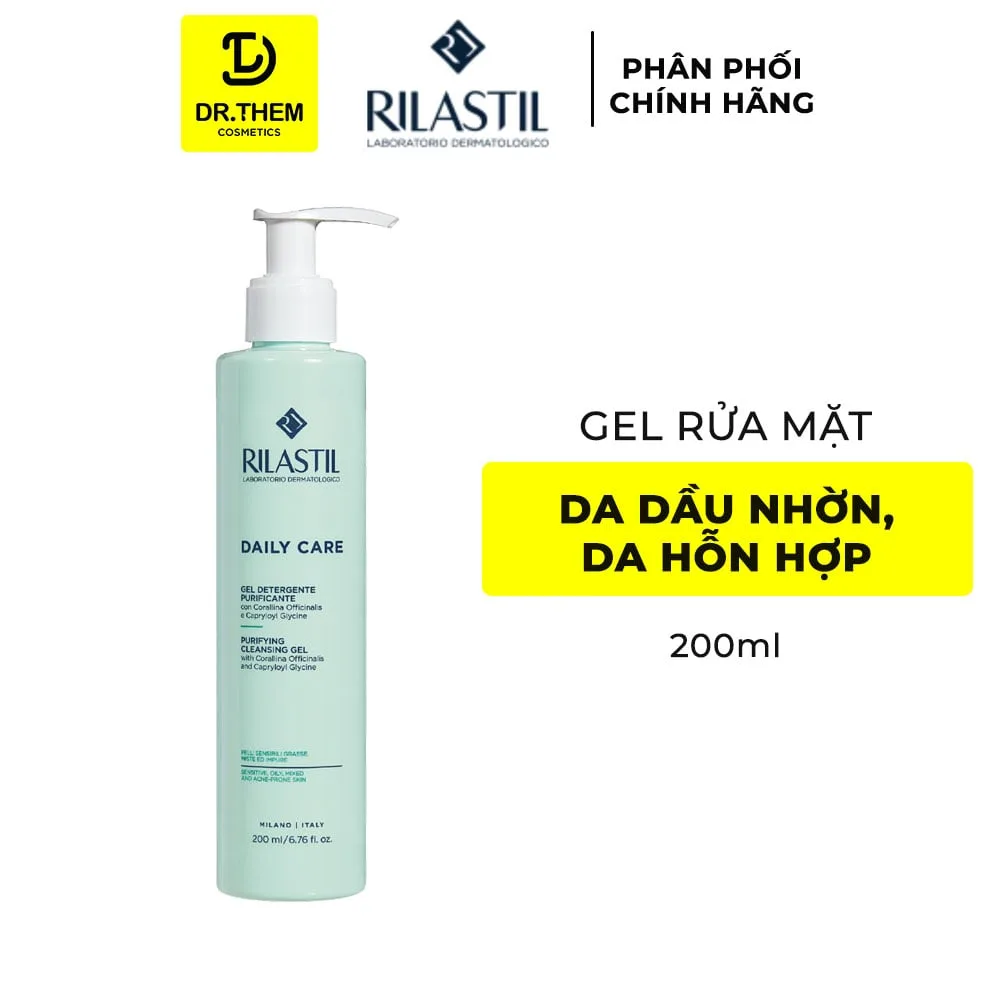 Gel Rửa Mặt Rilastil Daily Care Purifying Cleansing Gel Thanh Lọc Kiểm Soát Bã Nhờn Cho Da Dầu Hỗn Hợp 200ml