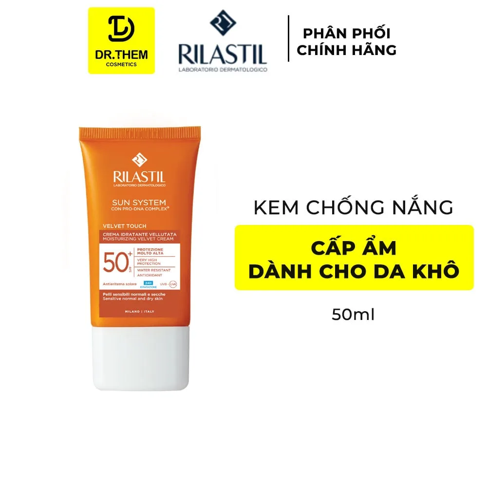 Kem Chống Nắng Cấp Ẩm Rilastil Sun System Velvet Touch Moisturizing Velvet Cream SPF 50+ Kiềm Dầu Che Khuyết Điểm 50ml
