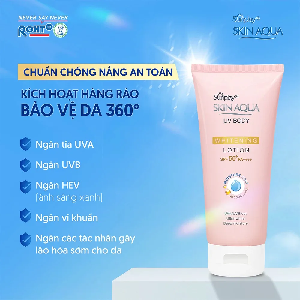 Lotion Chống Nắng Sunplay Skin Aqua UV Body Whitening SPF50+ PA++++ Dưỡng Thể Sáng Mịn Toàn Thân 150g 3
