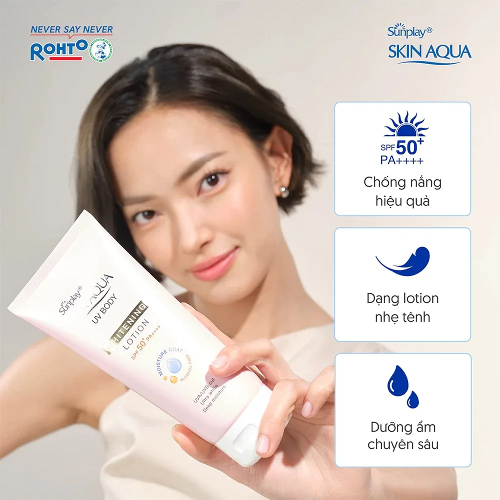 Lotion Chống Nắng Sunplay Skin Aqua UV Body Whitening SPF50+ PA++++ Dưỡng Thể Sáng Mịn Toàn Thân 150g 5
