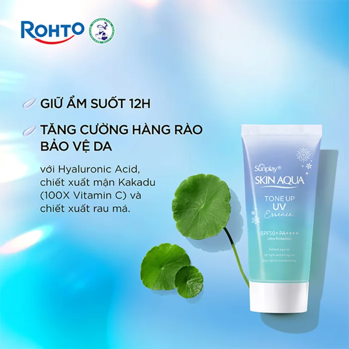 Tinh Chất Chống Nắng Sunplay Skin Aqua Tone Up UV Essence Blue Nâng Tông Kiềm Sắc Đỏ Dưỡng Ẩm 12H 50g 4