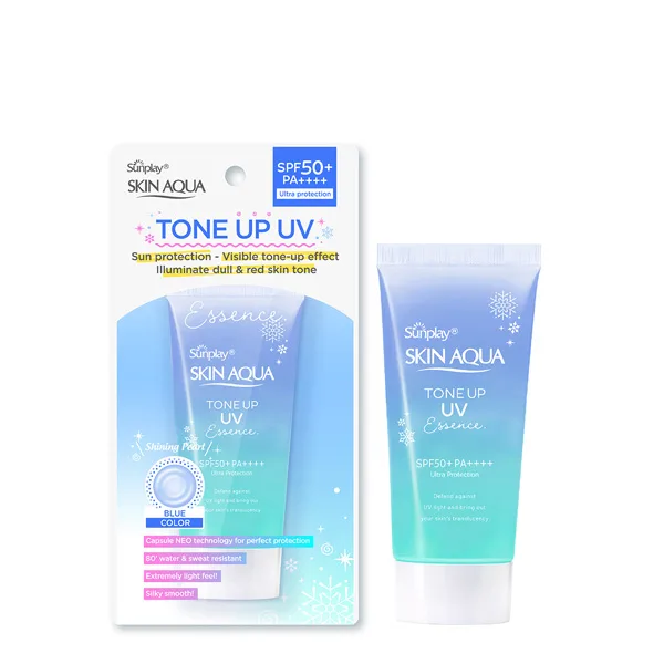 Tinh Chất Chống Nắng Sunplay Skin Aqua Tone Up UV Essence Blue Nâng Tông Kiềm Sắc Đỏ Dưỡng Ẩm 12H 50g 5