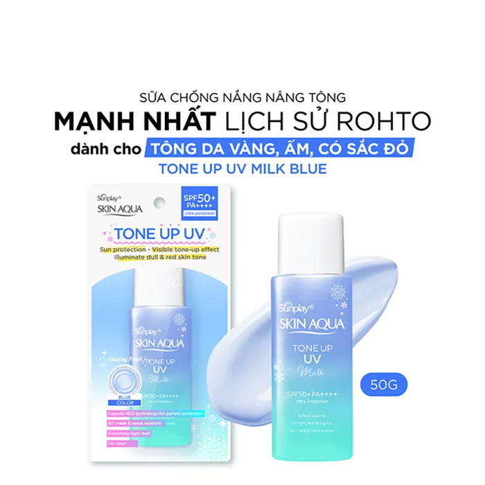 Sữa Chống Nắng Sunplay Skin Aqua Tone Up UV Milk Blue Nâng Tông Hiệu Chỉnh Sắc Da Kiểm Soát Dầu 12H 50g 2