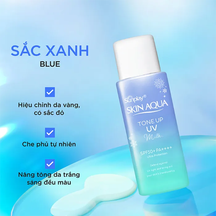 Sữa Chống Nắng Sunplay Skin Aqua Tone Up UV Milk Blue Nâng Tông Hiệu Chỉnh Sắc Da Kiểm Soát Dầu 12H 50g 4