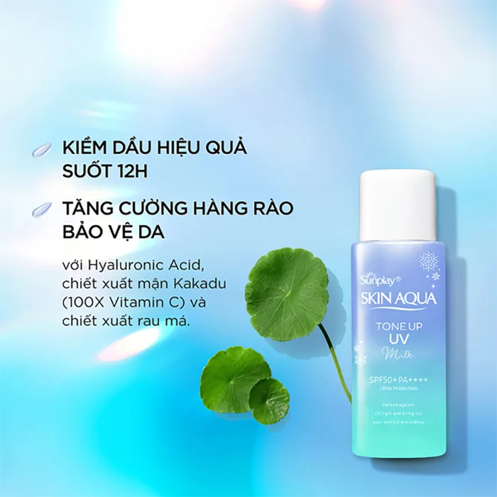 Sữa Chống Nắng Sunplay Skin Aqua Tone Up UV Milk Blue Nâng Tông Hiệu Chỉnh Sắc Da Kiểm Soát Dầu 12H 50g 5