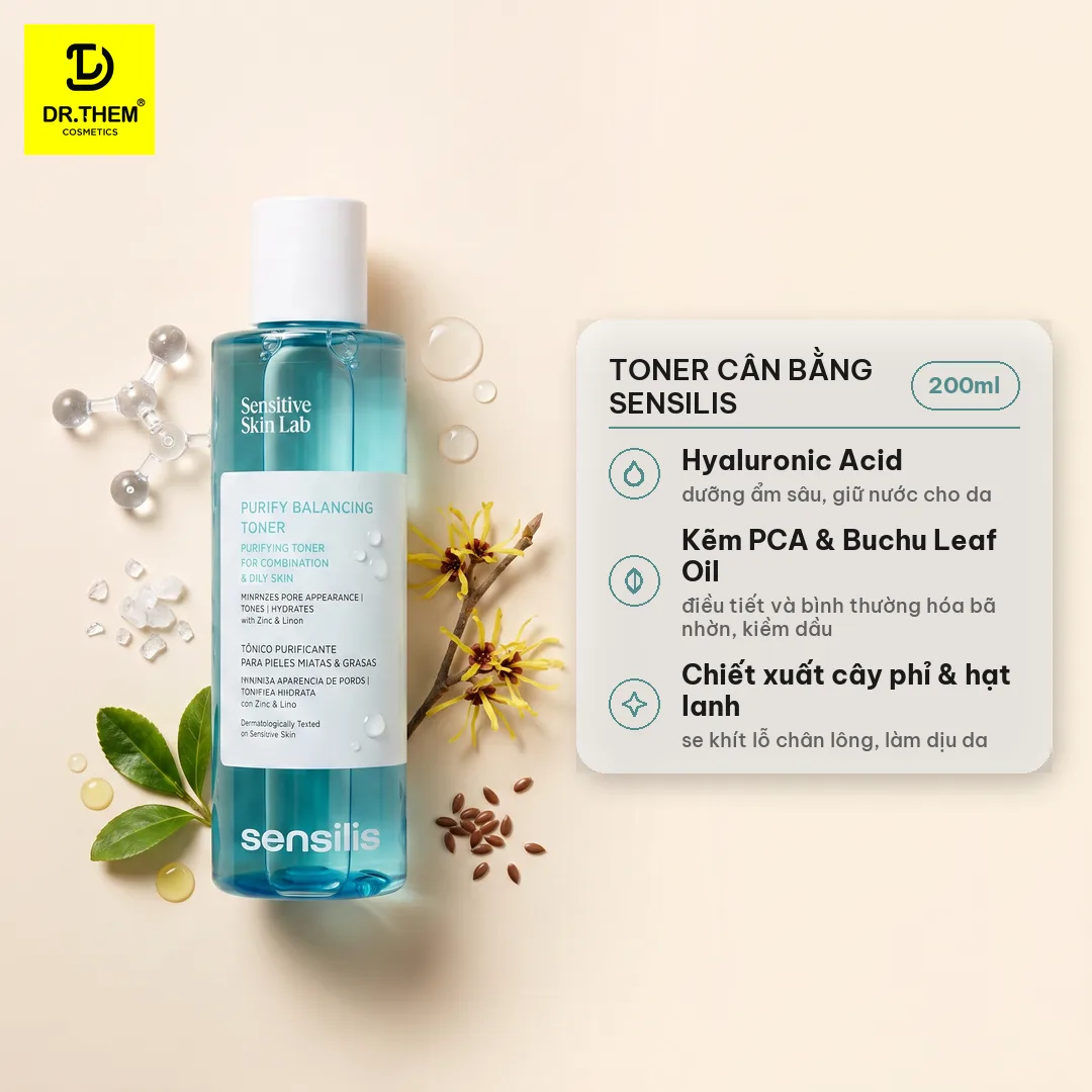 Toner Cân Bằng Sensilis Purify Balancing Toner Kiềm Dầu Se Khít Lỗ Chân Lông Cho Da Dầu Mụn 200ml 2