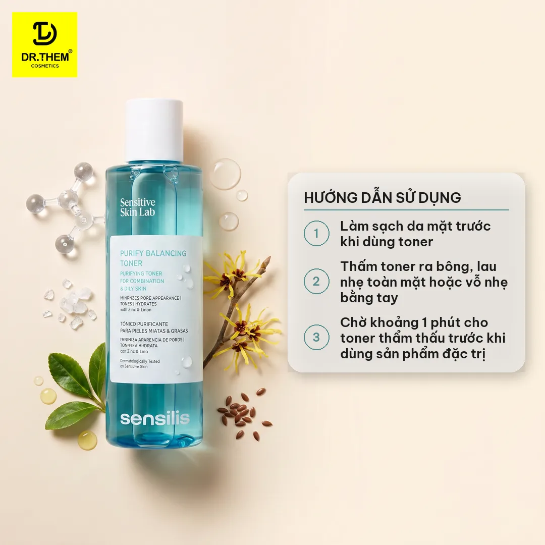 Toner Cân Bằng Sensilis Purify Balancing Toner Kiềm Dầu Se Khít Lỗ Chân Lông Cho Da Dầu Mụn 200ml 3