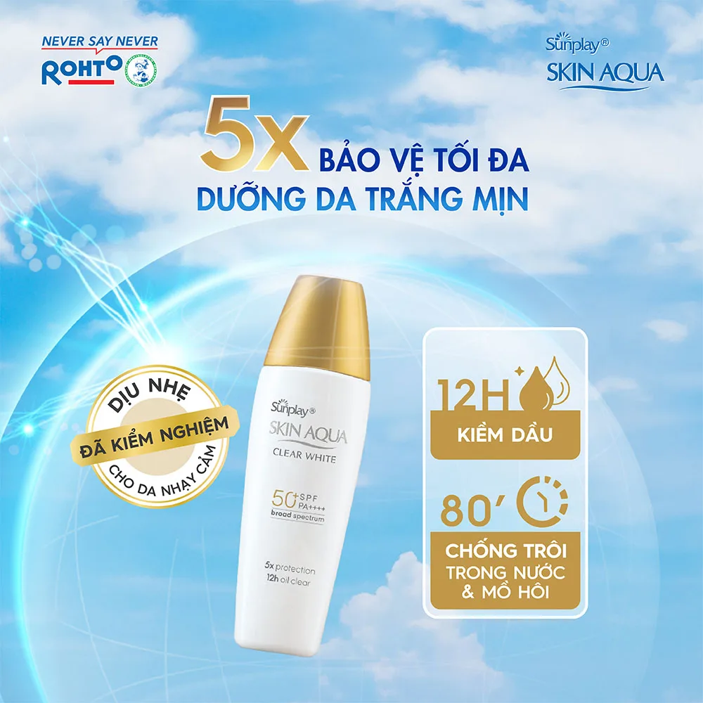 Sữa Chống Nắng Sunplay Skin Aqua Clear White SPF50+ PA++++ Dưỡng Da Sáng Mịn Kiềm Dầu 25g 55g 4