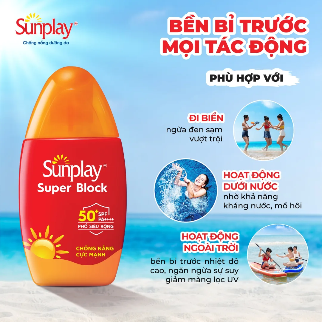 Sữa Chống Nắng Sunplay Super Block SPF50+ PA++++ Bảo Vệ Vượt Trội Kháng Nước Cho Mọi Loại Da 30g 70g 7