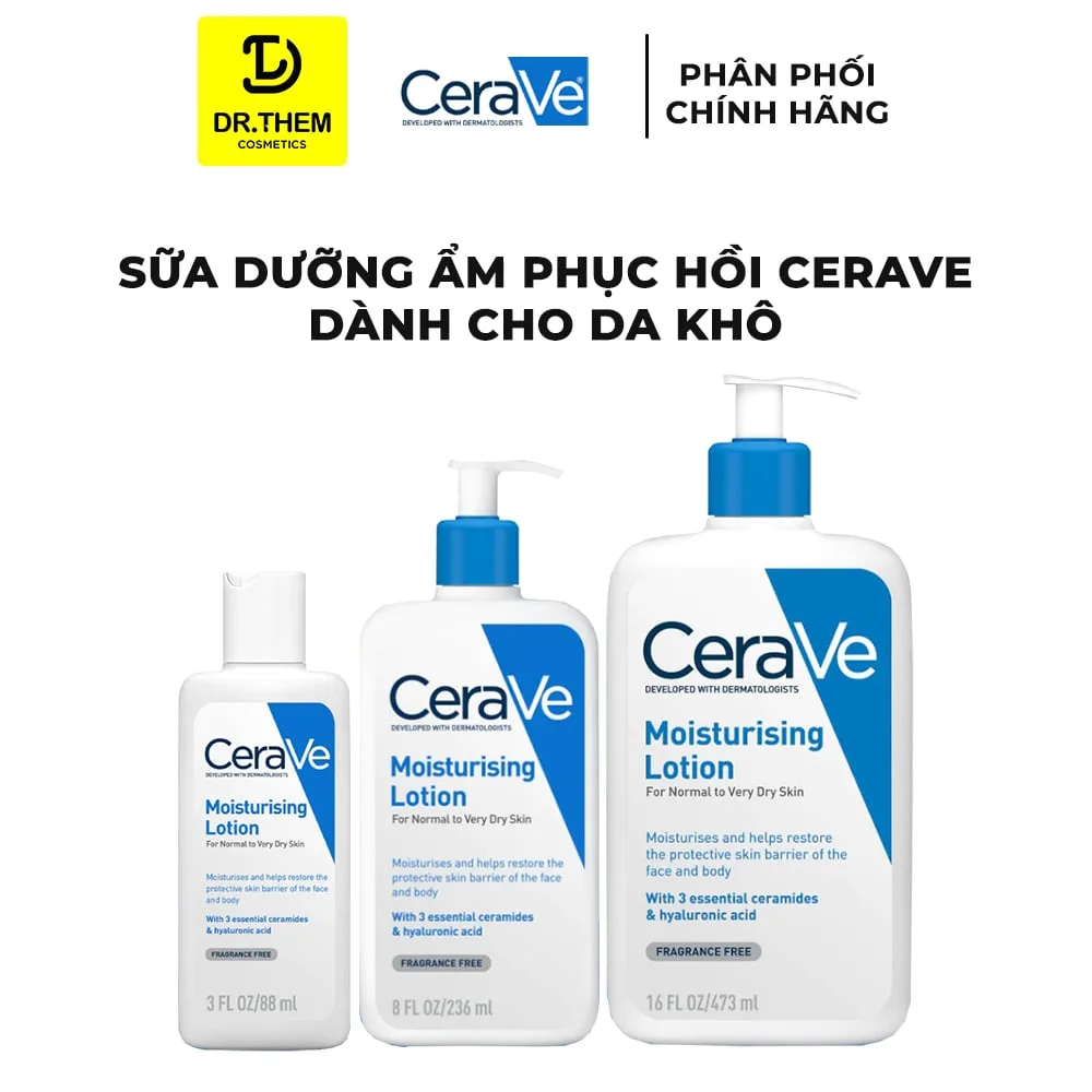 Sữa Dưỡng Ẩm CeraVe Moisturising Lotion Cấp Ẩm Phục Hồi Da Cho Da Thường Đến Da Khô 88ml 236ml 473ml
