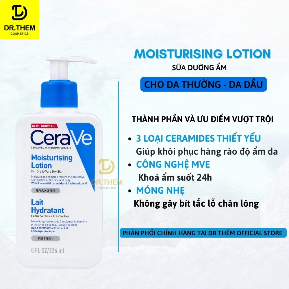 Sữa Dưỡng Ẩm CeraVe Moisturising Lotion Cấp Ẩm Phục Hồi Da Cho Da Thường Đến Da Khô 88ml 236ml 473ml 2