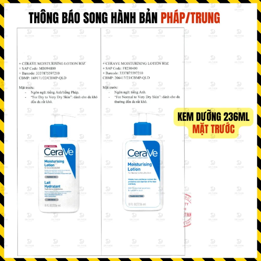 Sữa Dưỡng Ẩm CeraVe Moisturising Lotion Cấp Ẩm Phục Hồi Da Cho Da Thường Đến Da Khô 88ml 236ml 473ml 6