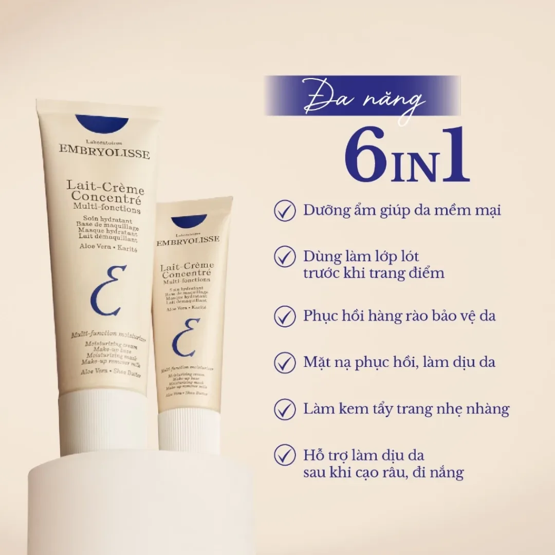 Sữa Dưỡng Ẩm Embryolisse Lait Crème Concentré Hỗ Trợ Phục Hồi Làm Mềm Da Khô Đa Công Dụng 5ml 30ml 75ml 3