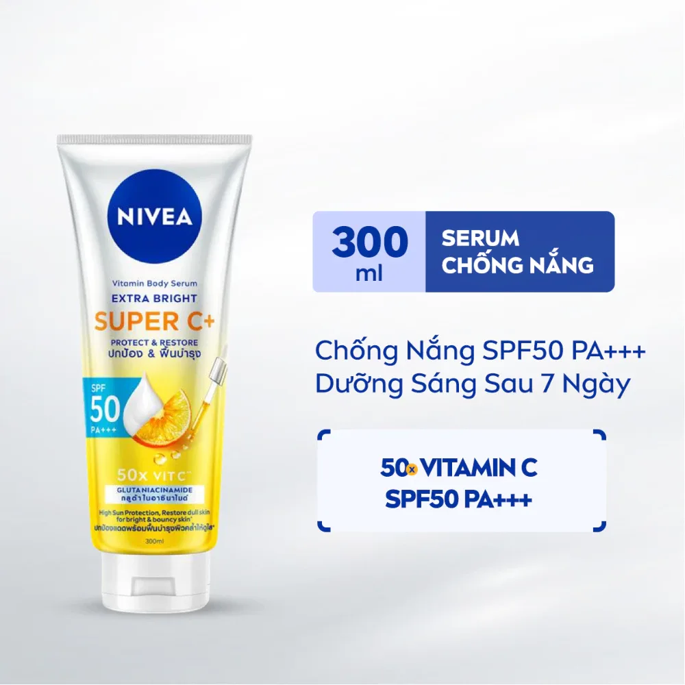 Sữa Dưỡng Thể Chống Nắng Nivea Vitamin Super C+ SPF50 PA+++ Dưỡng Sáng Ngừa Thâm Sạm Cho Toàn Thân 170ml/300ml 2