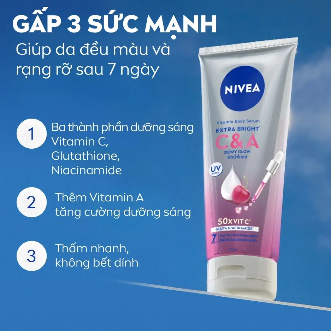 Sữa Dưỡng Thể Nivea Extra Bright Body Serum Dưỡng Sáng Đều Màu Hỗ Trợ Mờ Thâm Nám Cho Da Cơ Thể 170ml/300ml/350ml 6