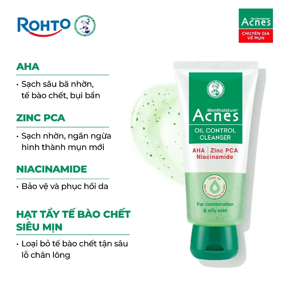 Sữa Rửa Mặt Acnes Oil Control Cleanser Gel Rửa Mặt Kiểm Soát Nhờn Ngăn Ngừa Mụn Cho Da Dầu Hỗn Hợp 50g/100g 4