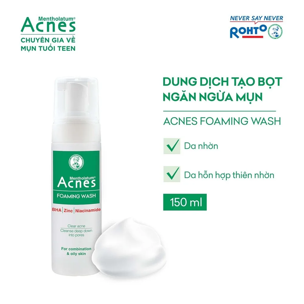 Sữa Rửa Mặt Acnes Oil Control Creamy Foaming Gentle Wash Làm Sạch Kiểm Soát Nhờn Ngừa Mụn 3