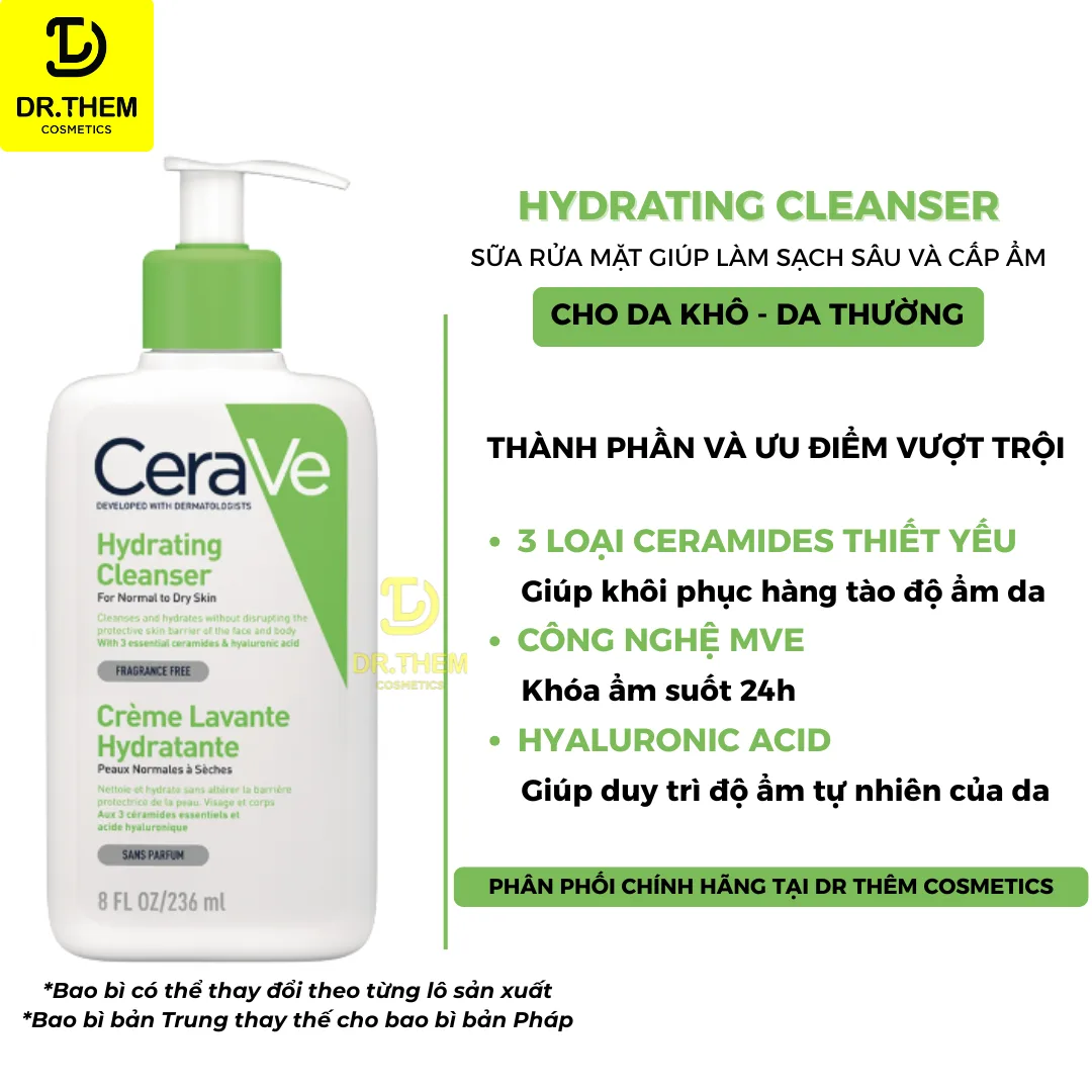 Sữa Rửa Mặt CeraVe Foaming Hydrating SA Smoothing Cleanser Làm Sạch Dịu Nhẹ Cho Mọi Loại Da 88ml 236ml 473ml 4