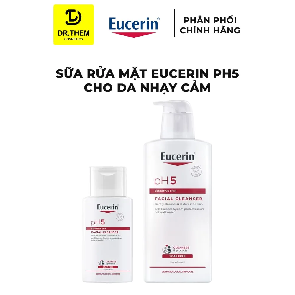 Sữa Rửa Mặt Eucerin pH5 Facial Cleanser Sensitive Skin Làm Sạch Dịu Nhẹ Cân Bằng Độ pH Cho Da Nhạy Cảm 100ml 400ml