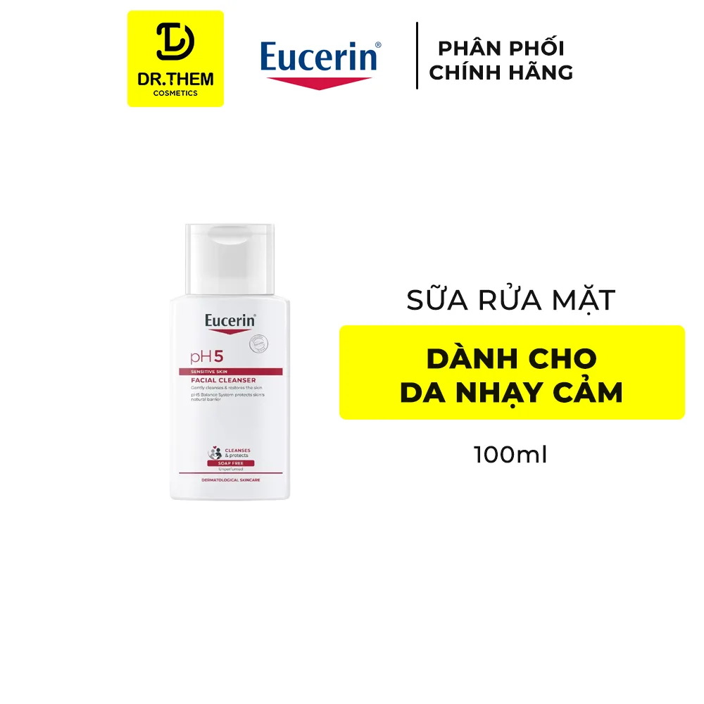 Sữa Rửa Mặt Eucerin pH5 Facial Cleanser Sensitive Skin Làm Sạch Dịu Nhẹ Cân Bằng Độ pH Cho Da Nhạy Cảm 100ml 400ml 4