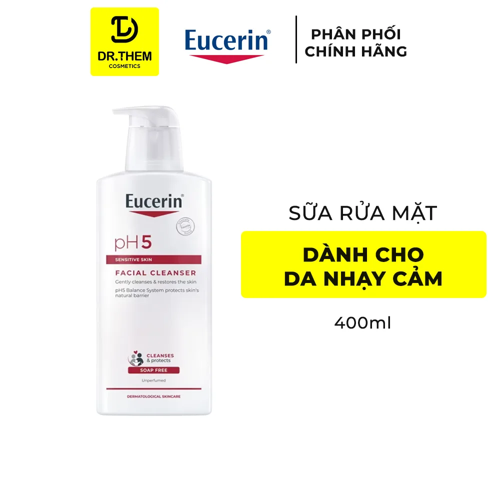 Sữa Rửa Mặt Eucerin pH5 Facial Cleanser Sensitive Skin Làm Sạch Dịu Nhẹ Cân Bằng Độ pH Cho Da Nhạy Cảm 100ml 400ml 5