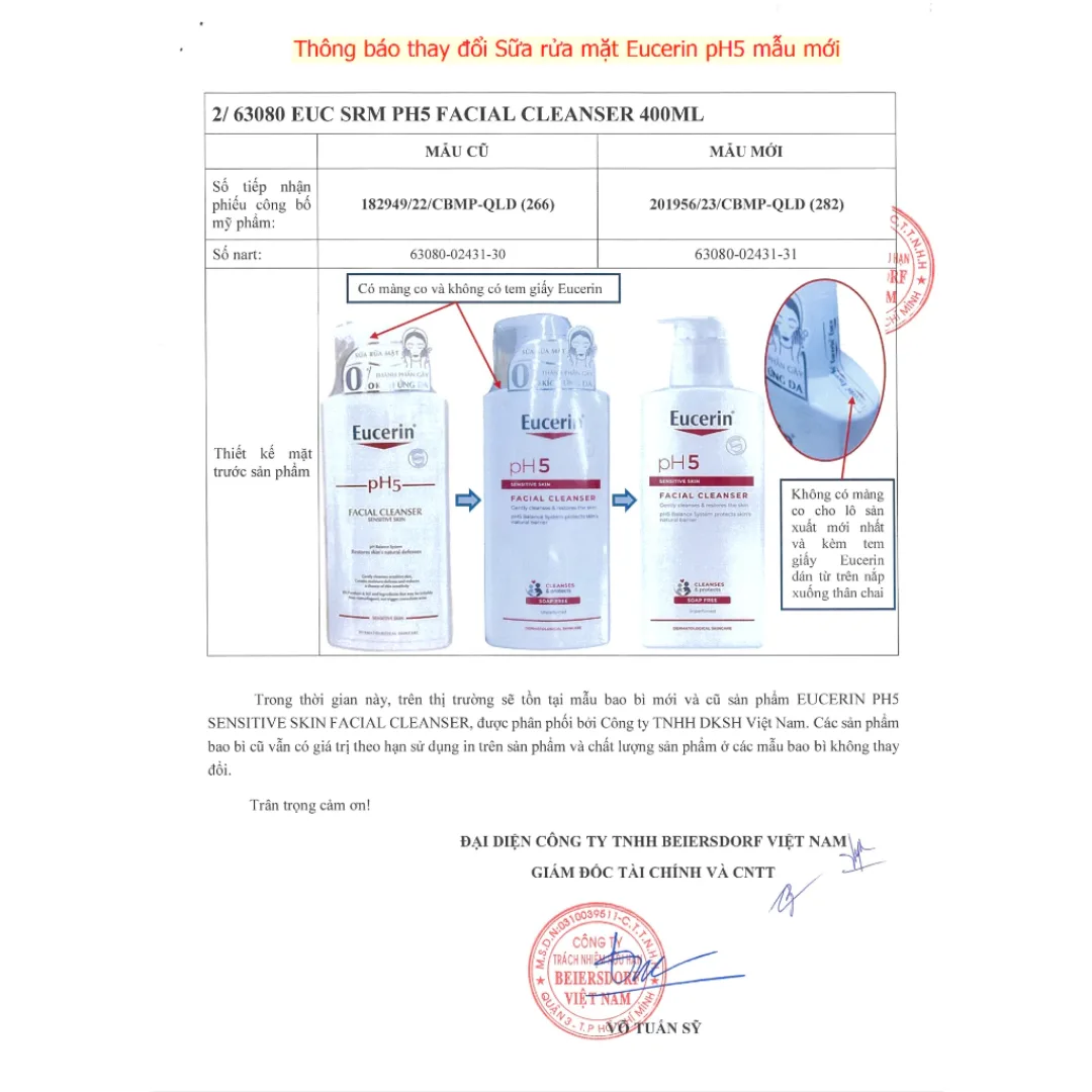 Sữa Rửa Mặt Eucerin pH5 Facial Cleanser Sensitive Skin Làm Sạch Dịu Nhẹ Cân Bằng Độ pH Cho Da Nhạy Cảm 100ml 400ml 8
