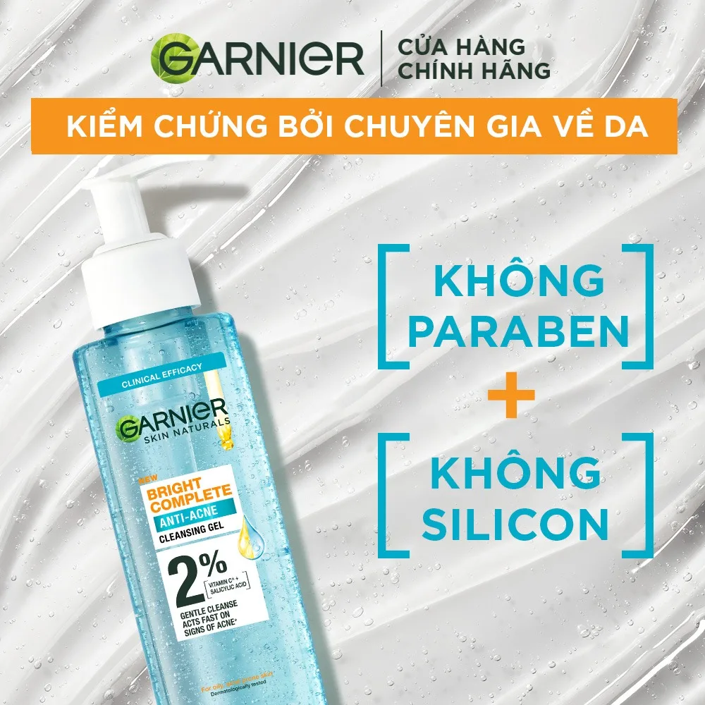Sữa Rửa Mặt Garnier Bright Complete Anti Acne Cleansing Gel Foam 3 Trong 1 Hỗ Trợ Giảm Mụn Sáng Da 100ml/120ml 7