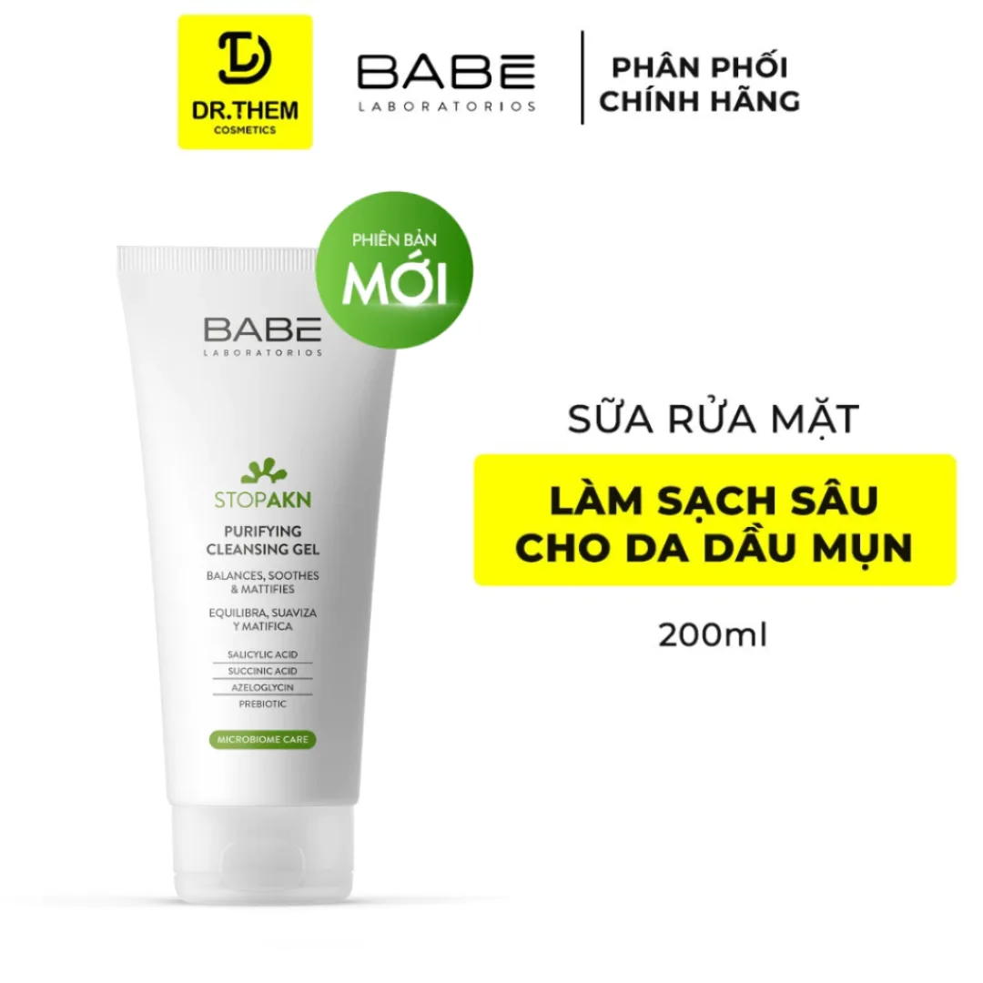 Sữa Rửa Mặt Laboratorios Babé Stop Akn Purifying Cleansing Gel Làm Sạch Sâu Cho Da Dầu Mụn 100ml 200ml