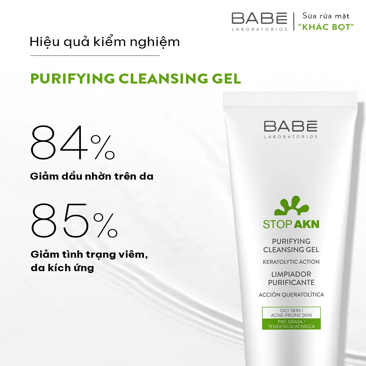 Sữa Rửa Mặt Laboratorios Babé Stop Akn Purifying Cleansing Gel Làm Sạch Sâu Cho Da Dầu Mụn 100ml 200ml 4