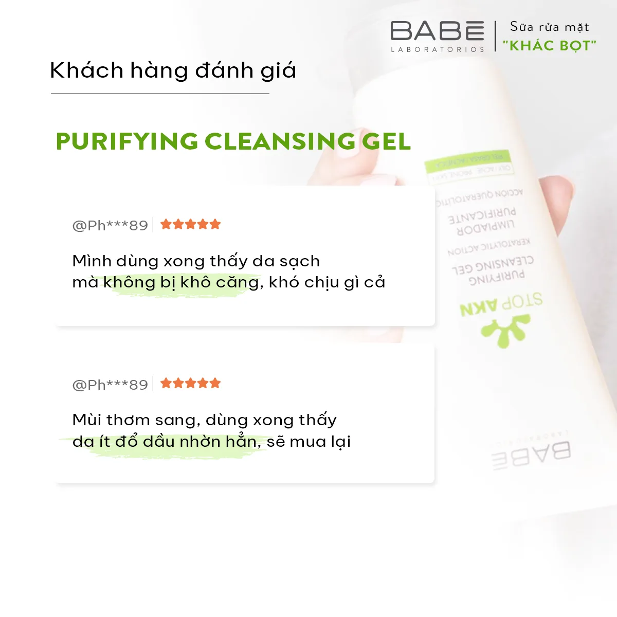 Sữa Rửa Mặt Laboratorios Babé Stop Akn Purifying Cleansing Gel Làm Sạch Sâu Cho Da Dầu Mụn 100ml 200ml 5