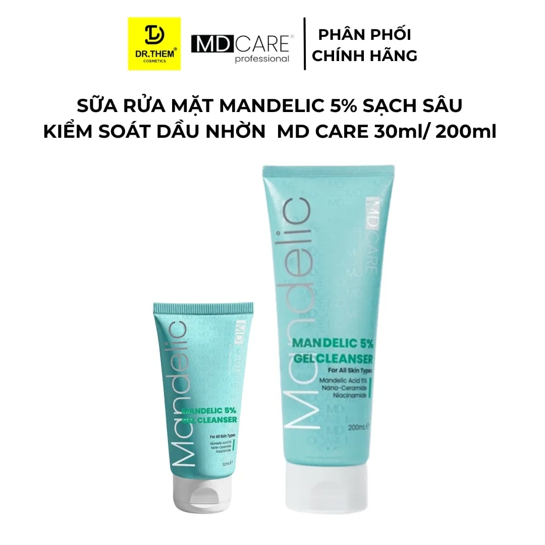 Sữa Rửa Mặt MD CARE Mandelic Acid 5% Dạng Gel Làm Sạch Sâu Tẩy Tế Bào Chết Nhẹ Nhàng Cho Da Dầu Mụn 30ml/200ml