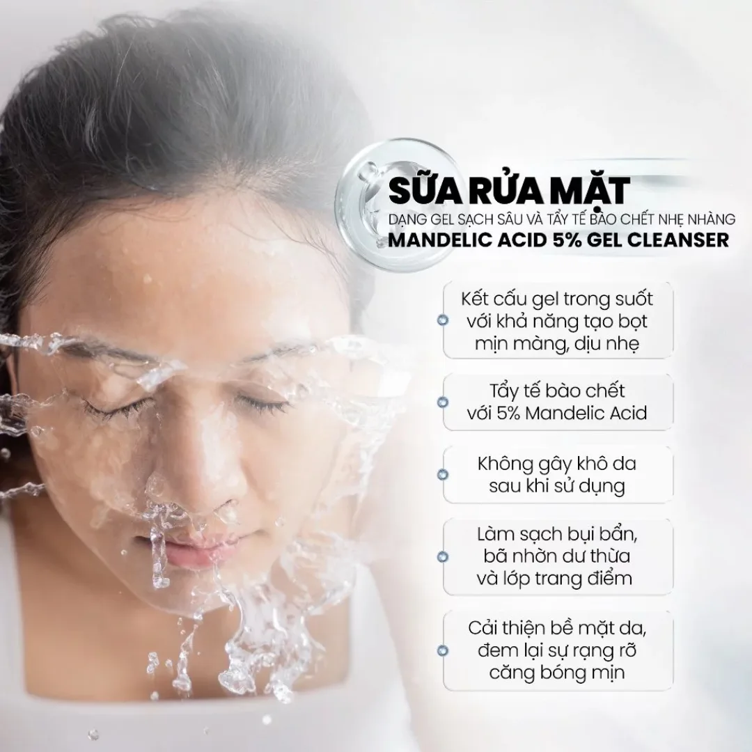 Sữa Rửa Mặt MD CARE Mandelic Acid 5% Dạng Gel Làm Sạch Sâu Tẩy Tế Bào Chết Nhẹ Nhàng Cho Da Dầu Mụn 30ml/200ml 2