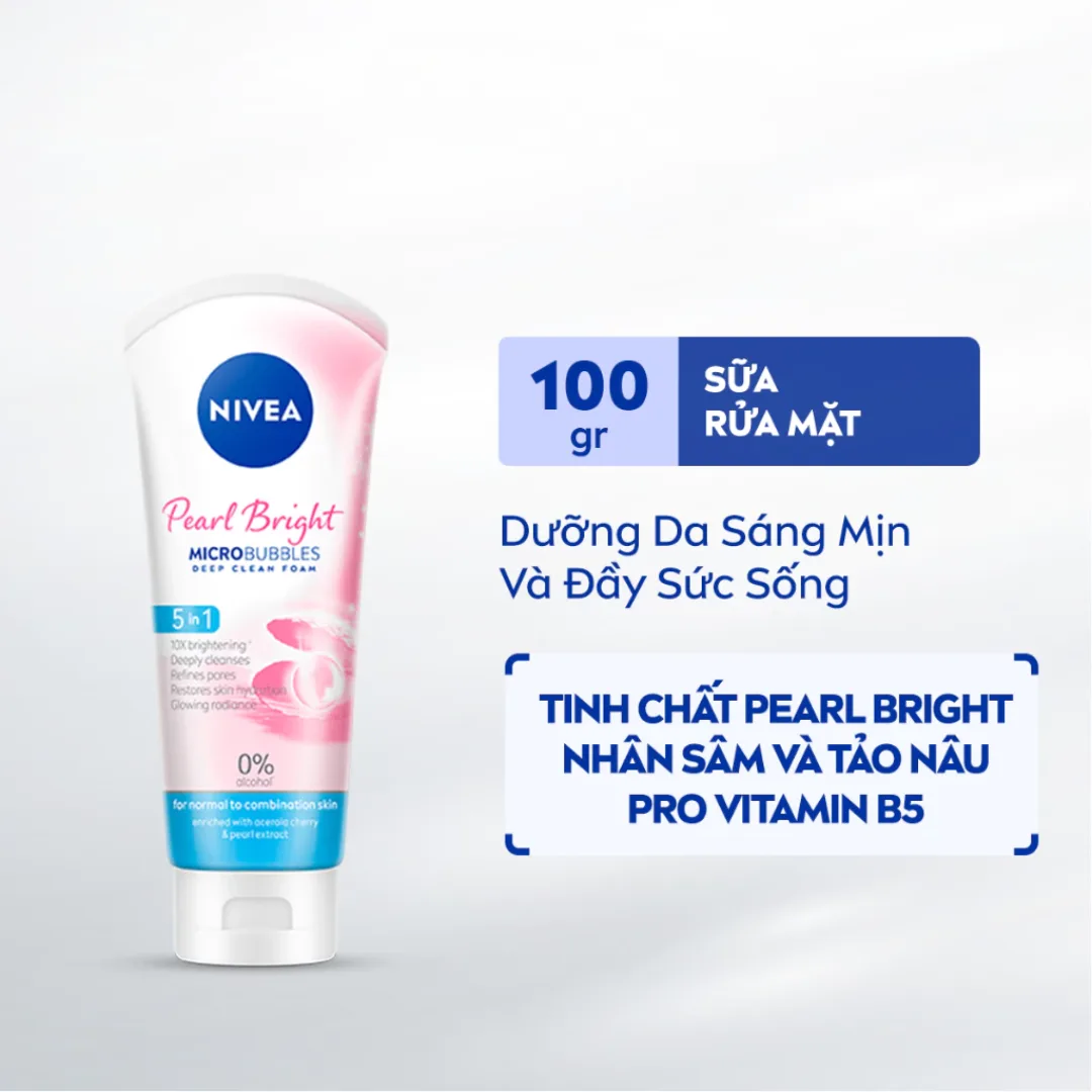 Sữa Rửa Mặt Nivea Pearl Bright Và Hoa Hồng Hokkaido Làm Sạch Sâu Dưỡng Sáng Da Dành Cho Nữ 100g 4