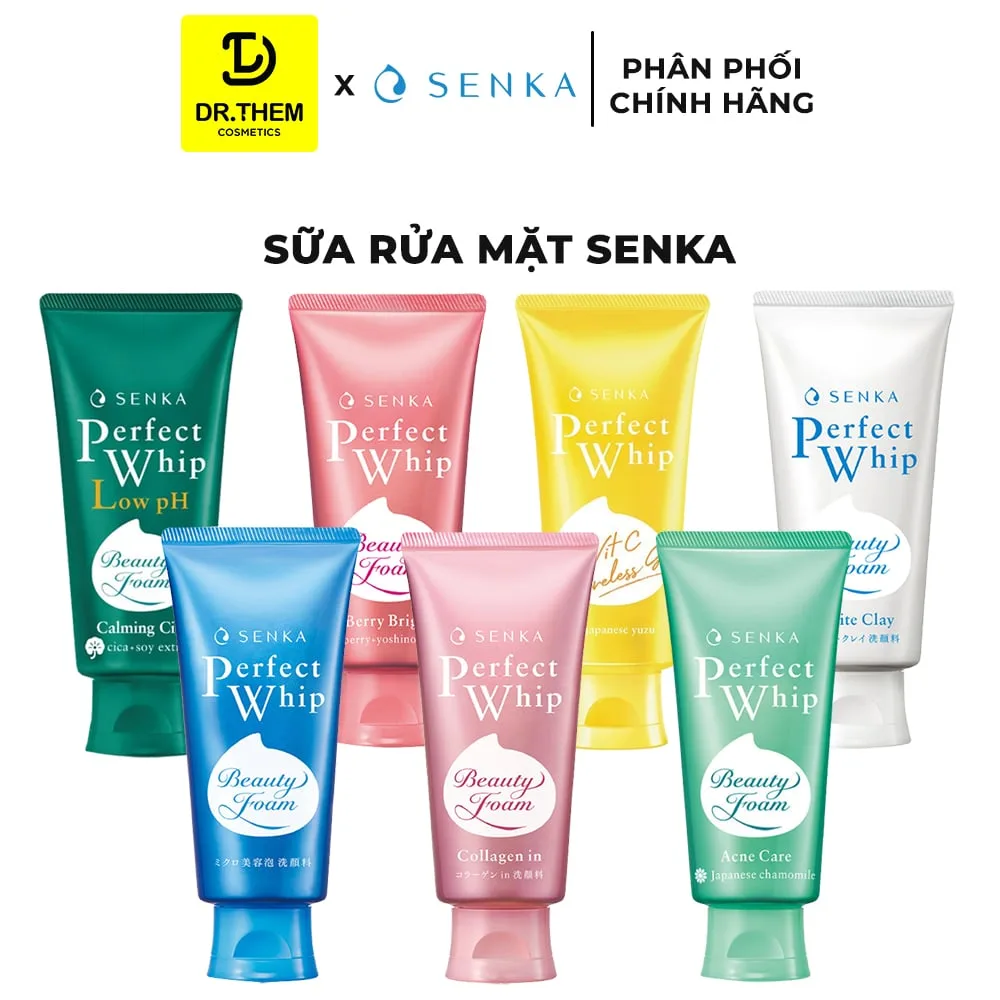 Sữa Rửa Mặt Senka Perfect Whip Facial Foam Wash Tạo Bọt Tơ Tằm Trắng Làm Sạch Sâu Dưỡng Ẩm 100g 120g