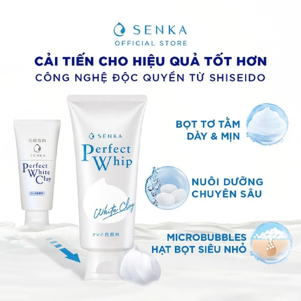 Sữa Rửa Mặt Senka Perfect Whip Facial Foam Wash Tạo Bọt Tơ Tằm Trắng Làm Sạch Sâu Dưỡng Ẩm 100g 120g 4