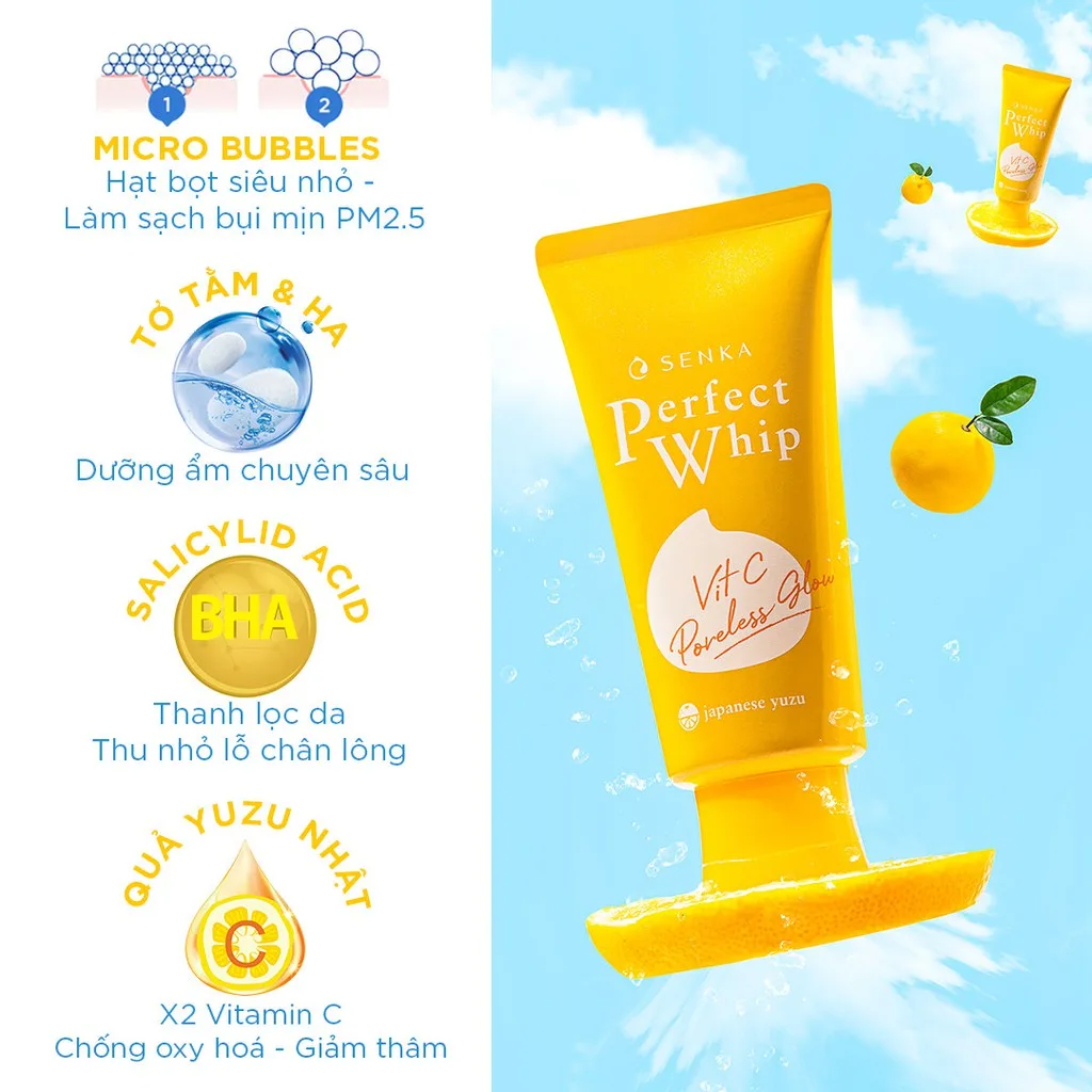 Sữa Rửa Mặt Senka Perfect Whip Facial Foam Wash Tạo Bọt Tơ Tằm Trắng Làm Sạch Sâu Dưỡng Ẩm 100g 120g 5