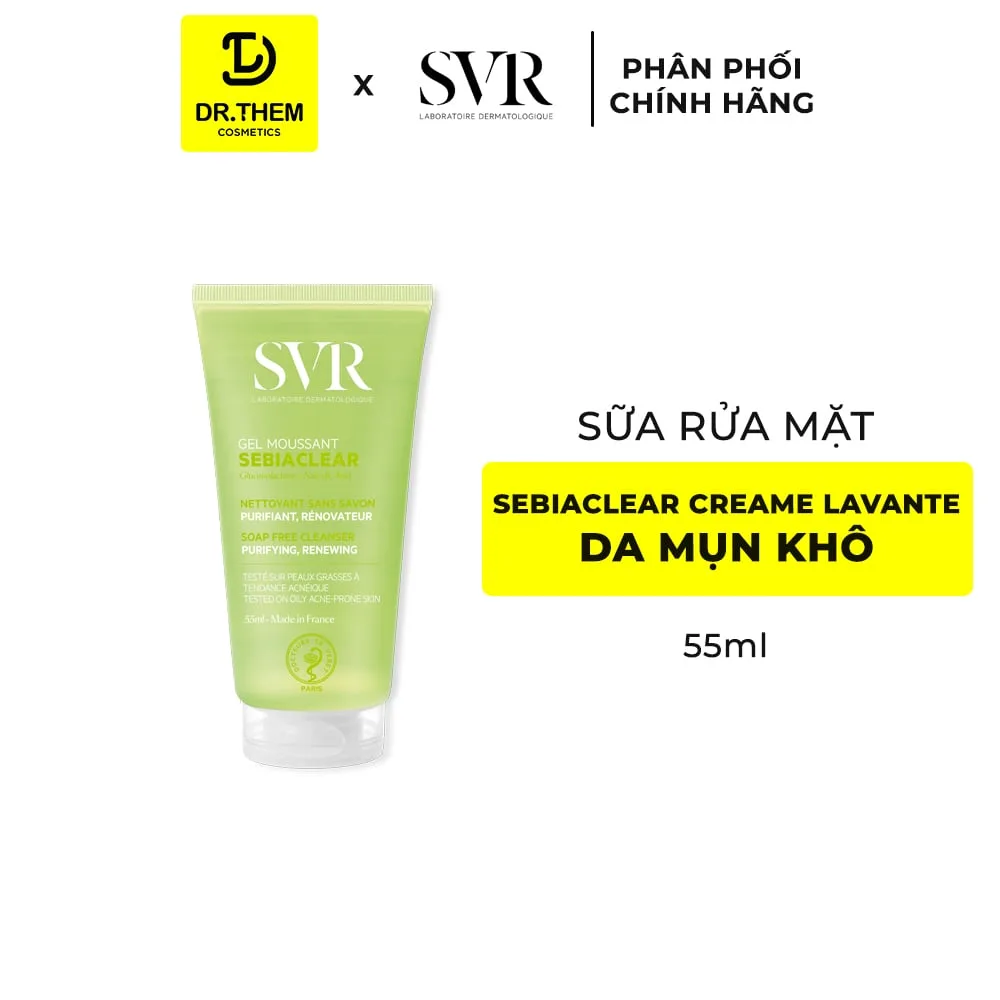 Sữa Rửa Mặt SVR Sebiaclear Crème Lavante Dạng Sữa Cấp Ẩm Không Xà Phòng Cho Da Dầu Mụn 55ml 200ml 4